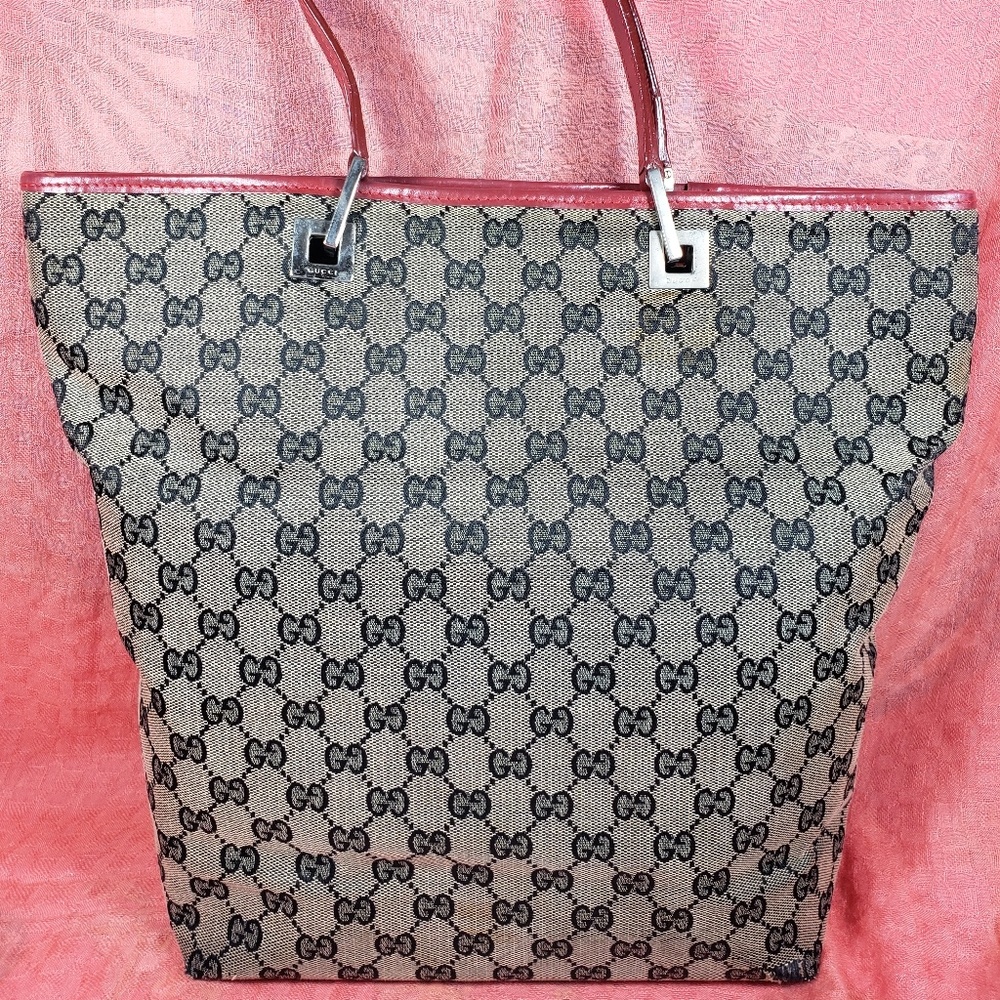 Gucci w Red leather accents Tote Bag